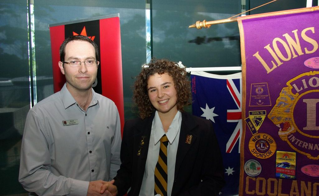 WINNING SMILE: Winner of the Regional Lions Youth of the Year Quest Giselle Newton from Lismore High School with regional operations manager of NAB Mark Simpson.
WINNING SMILE: Winner of the Regional Lions Youth of the Year Quest Giselle Newton from Lismore High School with regional operations manager of NAB Mark Simpson.